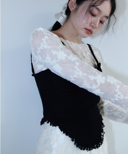 HONEY MI HONEY（ハニーミーハニー）の「corset knit camisole（キャミソール・レディース・ベージュ/ホワイト/ブラック・FREE）」の5枚目の写真