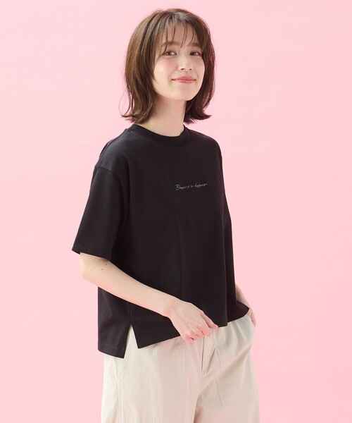 ANY（エニィ）の「オーガビッツ刺繍ロゴＴシャツ（Tシャツ/カットソー・レディース・グレー系/ホワイト系/ブラック系・F）」の3枚目の写真