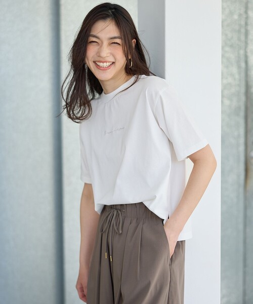 ANY（エニィ）の「オーガビッツ刺繍ロゴＴシャツ（Tシャツ/カットソー・レディース・グレー系/ホワイト系/ブラック系・F）」の4枚目の写真