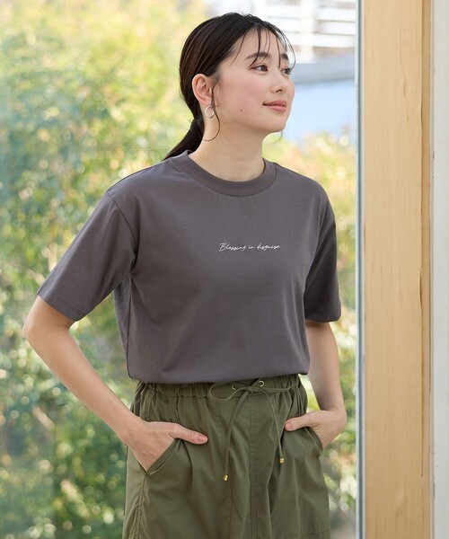 ANY（エニィ）の「オーガビッツ刺繍ロゴＴシャツ（Tシャツ/カットソー・レディース・グレー系/ホワイト系/ブラック系・F）」の10枚目の写真