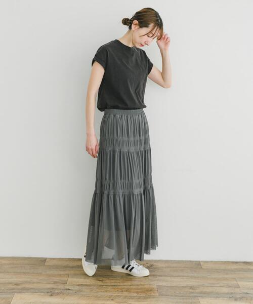 ITEMS URBANRESEARCH（アイテムズ アーバンリサーチ）の「チュールシャーリングスカート（スカート・レディース・グレー/ブラック・FREE）」の19枚目の写真