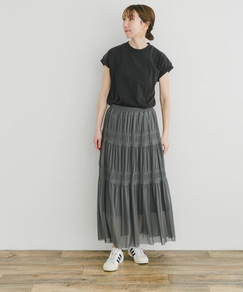 ITEMS URBANRESEARCH（アイテムズ アーバンリサーチ）の「チュールシャーリングスカート（スカート・レディース・グレー/ブラック・FREE）」の20枚目の写真