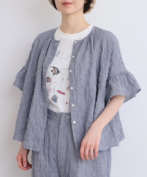 l'atelier du savon（アトリエドサボン）の「●くしゃくしゃコットン ブラウス（シャツ/ブラウス・レディース・ブルー/ホワイト/ブラック/ベージュ・FREE）」の21枚目の写真