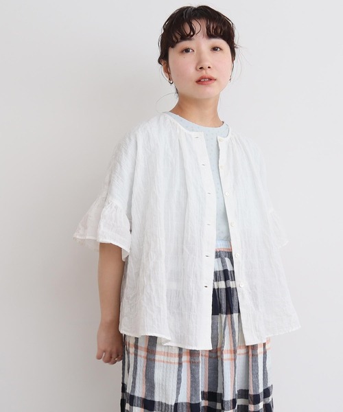 l'atelier du savon（アトリエドサボン）の「●くしゃくしゃコットン ブラウス（シャツ/ブラウス・レディース・ブルー/ホワイト/ブラック/ベージュ・FREE）」の22枚目の写真