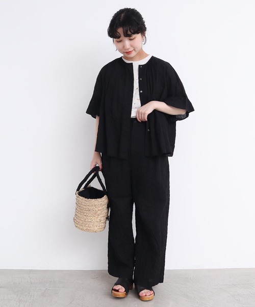 l'atelier du savon（アトリエドサボン）の「●くしゃくしゃコットン ブラウス（シャツ/ブラウス・レディース・ブルー/ホワイト/ブラック/ベージュ・FREE）」の19枚目の写真