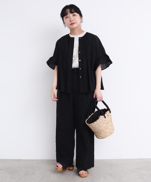 l'atelier du savon（アトリエドサボン）の「●くしゃくしゃコットン ブラウス（シャツ/ブラウス・レディース・ブルー/ホワイト/ブラック/ベージュ・FREE）」の16枚目の写真