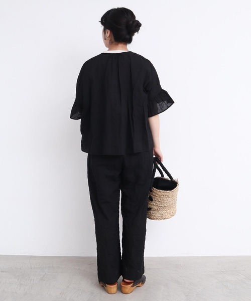 l'atelier du savon（アトリエドサボン）の「●くしゃくしゃコットン ブラウス（シャツ/ブラウス・レディース・ブルー/ホワイト/ブラック/ベージュ・FREE）」の18枚目の写真