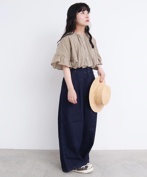 l'atelier du savon（アトリエドサボン）の「●くしゃくしゃコットン ブラウス（シャツ/ブラウス・レディース・ブルー/ホワイト/ブラック/ベージュ・FREE）」の15枚目の写真