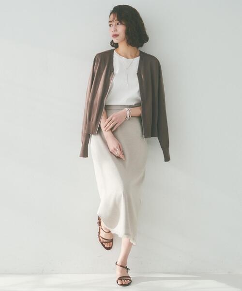 UNTITLED（アンタイトル）の「【体型カバー/日除け】シアーニットカーディガン（カーディガン/ボレロ・レディース・オレンジ/ブラック/ブラウン系その他/ホワイト・00/44/48/04/02）」の12枚目の写真