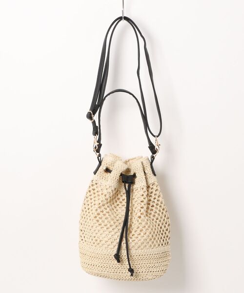 Ritzy（リッツィー）の「ストロー巾着かごバッグ ショルダーバッグ（かごバッグ・レディース・アイボリー/ベージュ・FREE）」の4枚目の写真