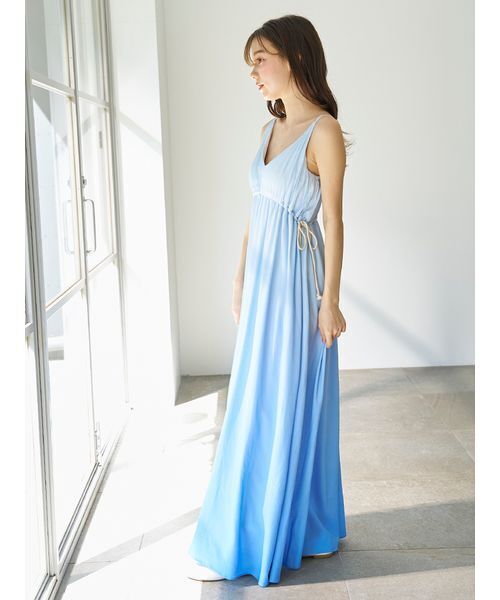 【新品未使用】ジェラートピケ グラデーションドローストリングワンピース BLU セール】グラデーションドローストリングワンピース（ルーム