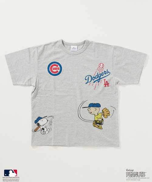 追加》PEANUTS 別注 MLB開幕戦 ベースボール プリントTシャツ（T