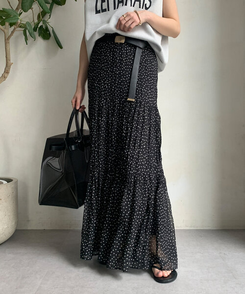 DouDou（ドゥドゥ）の「シアーワッシャープリントスカート（スカート・レディース・ブラック系その他/ブラック系その他2/レモンイエロー・FREE）」の4枚目の写真