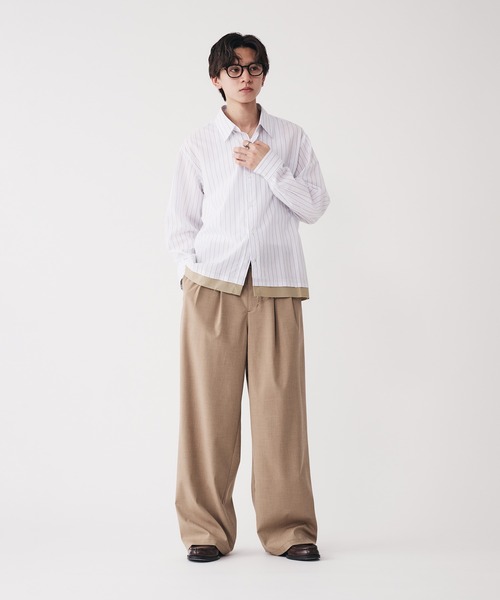 Adoon plain(アドーンプレーン)の「2-Tack Wide Straight Slacks / 2タックワイドストレートスラックス(スラックス・メンズ・ベージュ/ライトグレー・LARGE/SMALL/MEDIUM)」の7枚目の写真