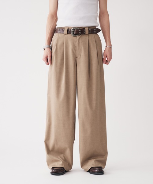 Adoon plain(アドーンプレーン)の「2-Tack Wide Straight Slacks / 2タックワイドストレートスラックス(スラックス・メンズ・ベージュ/ライトグレー・LARGE/SMALL/MEDIUM)」の22枚目の写真