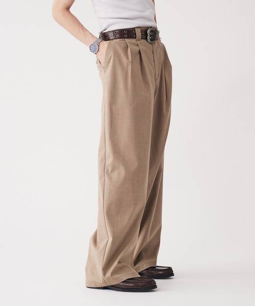 Adoon plain(アドーンプレーン)の「2-Tack Wide Straight Slacks / 2タックワイドストレートスラックス(スラックス・メンズ・ベージュ/ライトグレー・LARGE/SMALL/MEDIUM)」の11枚目の写真