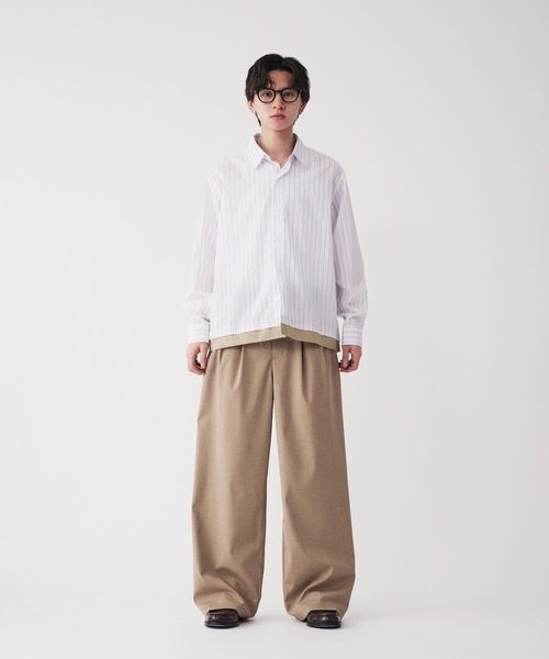 Adoon plain(アドーンプレーン)の「2-Tack Wide Straight Slacks / 2タックワイドストレートスラックス(スラックス・メンズ・ベージュ/ライトグレー・LARGE/SMALL/MEDIUM)」の8枚目の写真