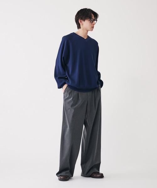 Adoon plain(アドーンプレーン)の「2-Tack Wide Straight Slacks / 2タックワイドストレートスラックス(スラックス・メンズ・ベージュ/ライトグレー・LARGE/SMALL/MEDIUM)」の3枚目の写真