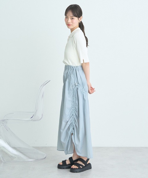 earth music&ecology（アースミュージックアンドエコロジー）の「半袖ポロニットプルオーバー（ニット/セーター・レディース・レッド/ライトグレー/ブラック/グリーン系その他2/アイボリー・FREE）」の19枚目の写真