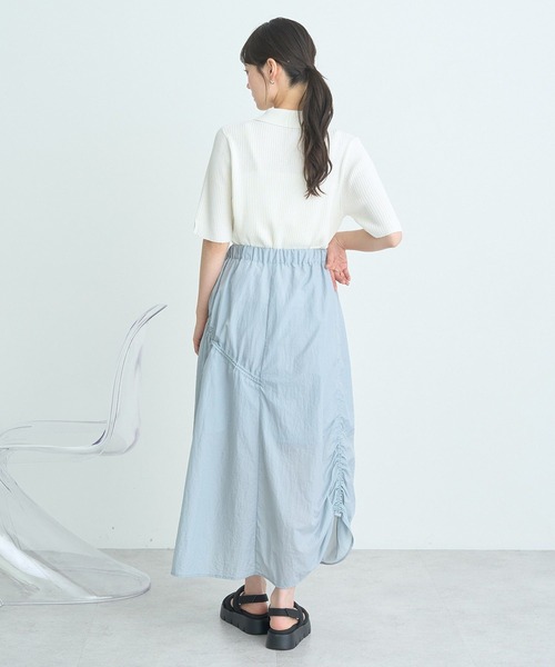 earth music&ecology（アースミュージックアンドエコロジー）の「半袖ポロニットプルオーバー（ニット/セーター・レディース・レッド/ライトグレー/ブラック/グリーン系その他2/アイボリー・FREE）」の20枚目の写真