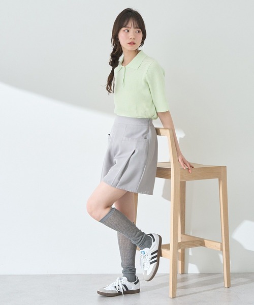 earth music&ecology（アースミュージックアンドエコロジー）の「半袖ポロニットプルオーバー（ニット/セーター・レディース・レッド/ライトグレー/ブラック/グリーン系その他2/アイボリー・FREE）」の9枚目の写真