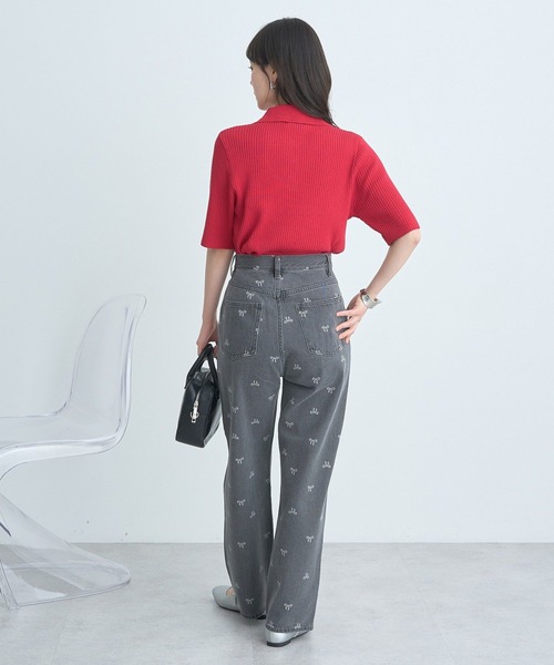 earth music&ecology（アースミュージックアンドエコロジー）の「半袖ポロニットプルオーバー（ニット/セーター・レディース・レッド/ライトグレー/ブラック/グリーン系その他2/アイボリー・FREE）」の16枚目の写真