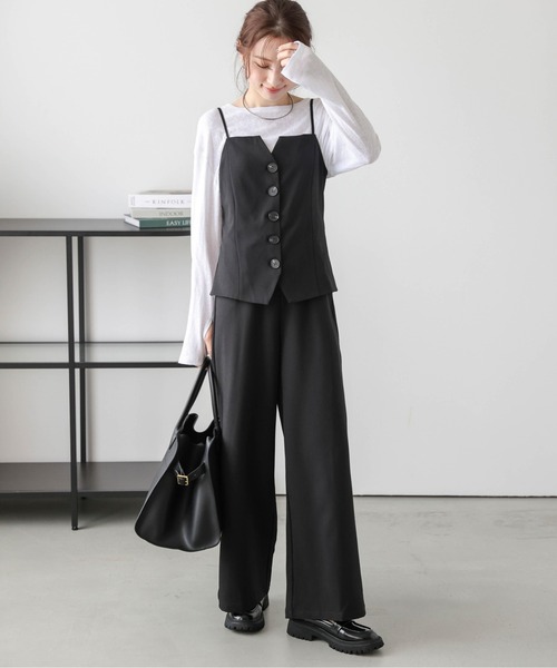 AMELY(エミリー)の「ビスチェライクオールインワン(セットアップ・レディース・ベージュ/グレー/ブラック・フリー)」の2枚目の写真