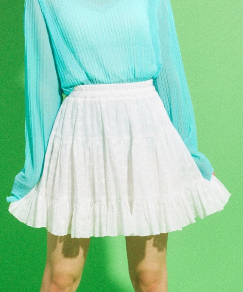 PUNYUS(プニュズ)の「コットンレースティアードミニスカート(スカート・レディース・ブラック/ホワイト・1/2/4/3)」の1枚目の写真