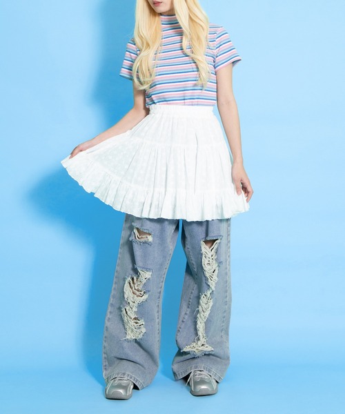 PUNYUS(プニュズ)の「コットンレースティアードミニスカート(スカート・レディース・ブラック/ホワイト・1/2/4/3)」の3枚目の写真