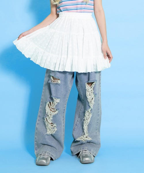 PUNYUS(プニュズ)の「コットンレースティアードミニスカート(スカート・レディース・ブラック/ホワイト・1/2/4/3)」の4枚目の写真