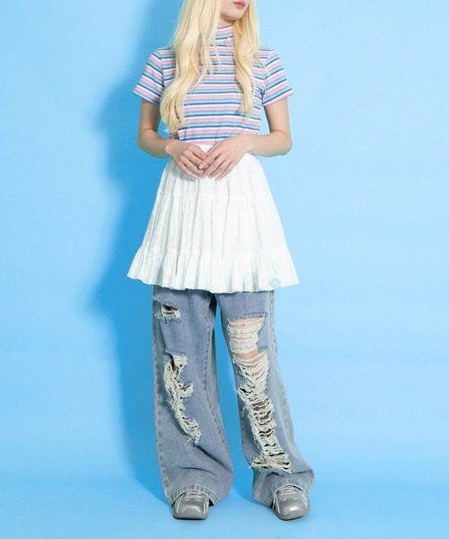 PUNYUS(プニュズ)の「コットンレースティアードミニスカート(スカート・レディース・ブラック/ホワイト・1/2/4/3)」の5枚目の写真