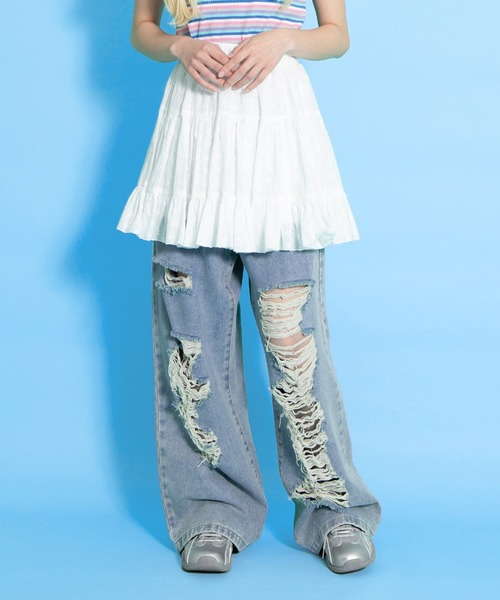 PUNYUS(プニュズ)の「コットンレースティアードミニスカート(スカート・レディース・ブラック/ホワイト・1/2/4/3)」の6枚目の写真