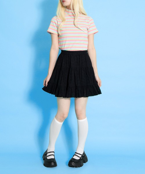 PUNYUS(プニュズ)の「コットンレースティアードミニスカート(スカート・レディース・ブラック/ホワイト・1/2/4/3)」の14枚目の写真