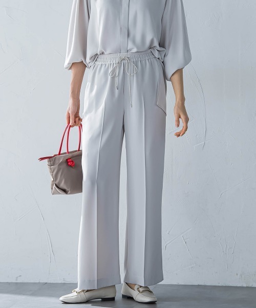 LAUTREAMONT（ロートレアモン）の「【WEB限定】【11号あり】サテンフィールリラックスパンツ≪セットアップ対応≫≪接触冷感/洗える≫（その他パンツ・レディース・ブラック/カーキ/ベージュ/ピンク・7号/9号/11号）」の3枚目の写真