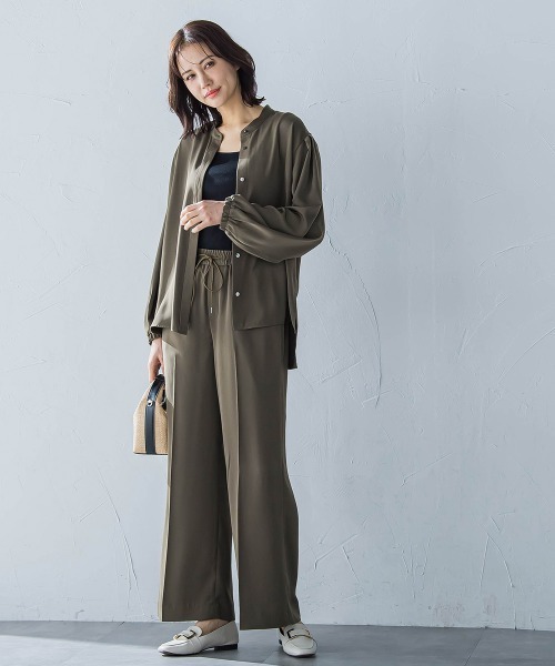 LAUTREAMONT（ロートレアモン）の「【WEB限定】【11号あり】サテンフィールリラックスパンツ≪セットアップ対応≫≪接触冷感/洗える≫（その他パンツ・レディース・ブラック/カーキ/ベージュ/ピンク・7号/9号/11号）」の8枚目の写真