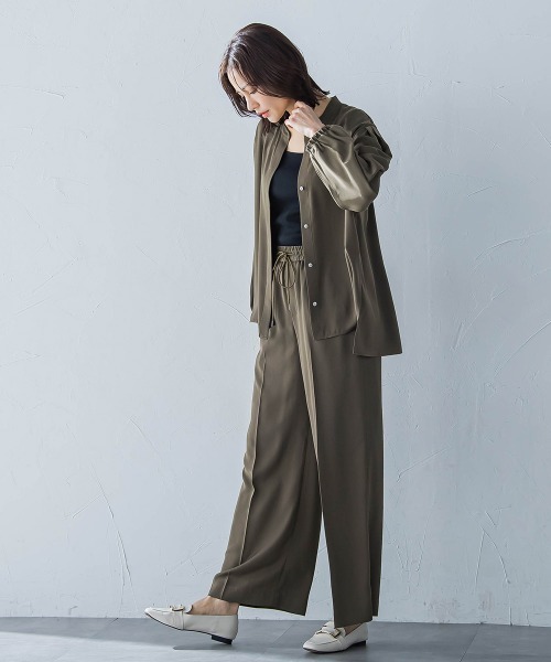 LAUTREAMONT（ロートレアモン）の「【WEB限定】【11号あり】サテンフィールリラックスパンツ≪セットアップ対応≫≪接触冷感/洗える≫（その他パンツ・レディース・ブラック/カーキ/ベージュ/ピンク・7号/9号/11号）」の9枚目の写真