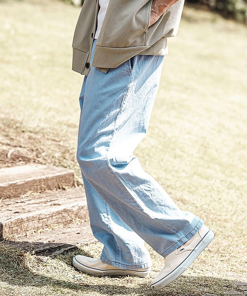 mp13594- Cotton Linen Denim Wide Straight Pants ワイドストレート