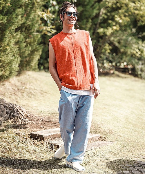 CAMBIO(カンビオ)の「mp13594- Cotton Linen Denim Wide Straight Pants ワイドストレートパンツ(その他パンツ・メンズ・ダークインディゴブルー/ライトインディゴブルー・S/M/L)」の6枚目の写真