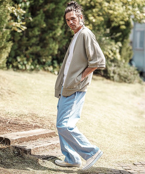 CAMBIO(カンビオ)の「mp13594- Cotton Linen Denim Wide Straight Pants ワイドストレートパンツ(その他パンツ・メンズ・ダークインディゴブルー/ライトインディゴブルー・S/M/L)」の9枚目の写真