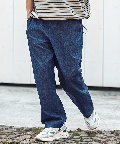 CAMBIO(カンビオ)の「mp13594- Cotton Linen Denim Wide Straight Pants ワイドストレートパンツ(その他パンツ・メンズ・ダークインディゴブルー/ライトインディゴブルー・S/M/L)」の12枚目の写真