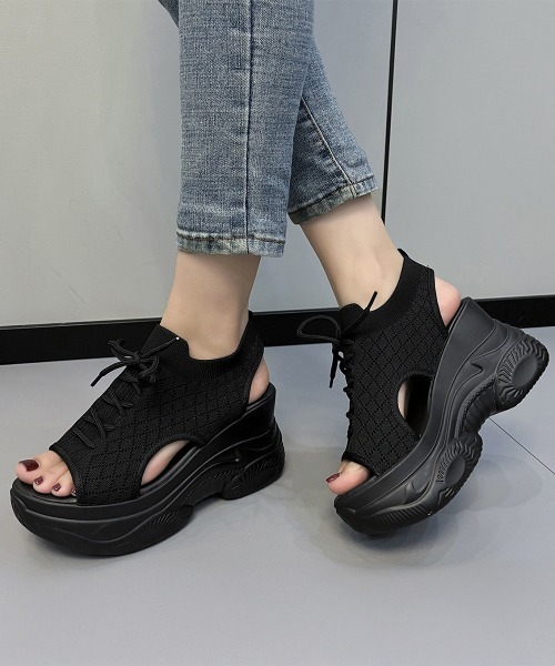 Miniministore（ミニミニストア）の「厚底ニットサンダル スポーツサンダル 夏（サンダル・レディース・ブラック/ホワイト・22.5cm/24.0cm/24.5cm/23.0cm/23.5cm）」の20枚目の写真