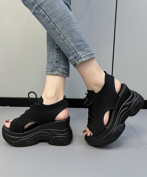 Miniministore（ミニミニストア）の「厚底ニットサンダル スポーツサンダル 夏（サンダル・レディース・ブラック/ホワイト・22.5cm/24.0cm/24.5cm/23.0cm/23.5cm）」の19枚目の写真