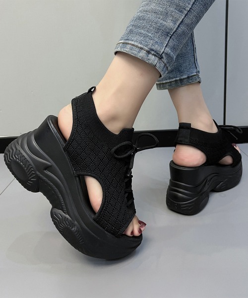 Miniministore（ミニミニストア）の「厚底ニットサンダル スポーツサンダル 夏（サンダル・レディース・ブラック/ホワイト・22.5cm/24.0cm/24.5cm/23.0cm/23.5cm）」の18枚目の写真