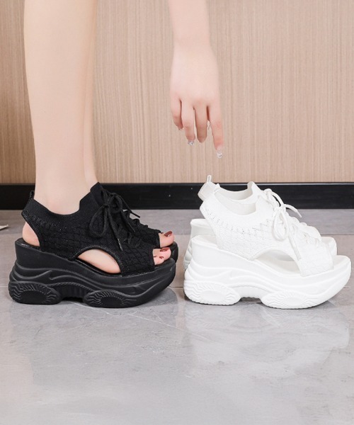 Miniministore（ミニミニストア）の「厚底ニットサンダル スポーツサンダル 夏（サンダル・レディース・ブラック/ホワイト・22.5cm/24.0cm/24.5cm/23.0cm/23.5cm）」の14枚目の写真