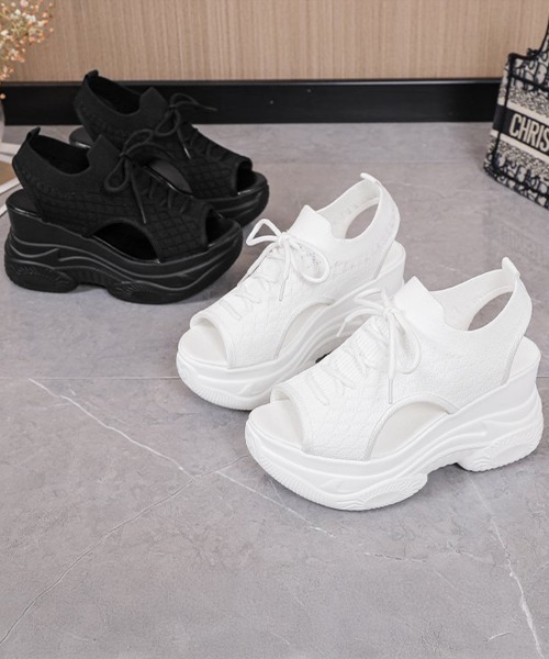 Miniministore（ミニミニストア）の「厚底ニットサンダル スポーツサンダル 夏（サンダル・レディース・ブラック/ホワイト・22.5cm/24.0cm/24.5cm/23.0cm/23.5cm）」の12枚目の写真