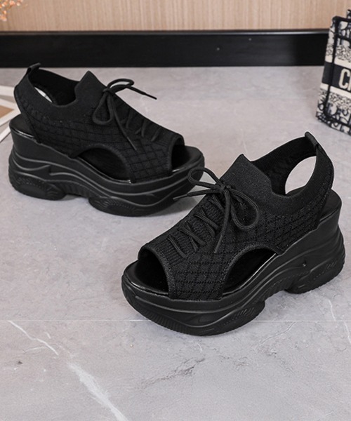 Miniministore（ミニミニストア）の「厚底ニットサンダル スポーツサンダル 夏（サンダル・レディース・ブラック/ホワイト・22.5cm/24.0cm/24.5cm/23.0cm/23.5cm）」の10枚目の写真