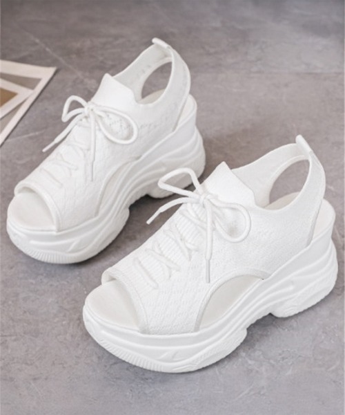 Miniministore（ミニミニストア）の「厚底ニットサンダル スポーツサンダル 夏（サンダル・レディース・ブラック/ホワイト・22.5cm/24.0cm/24.5cm/23.0cm/23.5cm）」の9枚目の写真