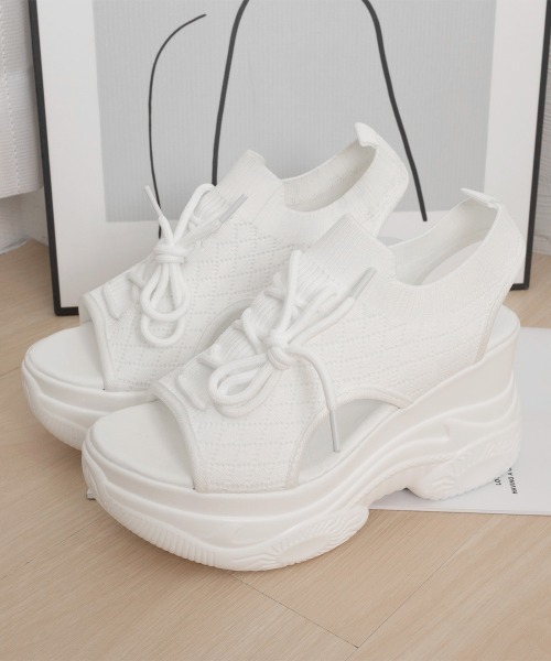 Miniministore（ミニミニストア）の「厚底ニットサンダル スポーツサンダル 夏（サンダル・レディース・ブラック/ホワイト・22.5cm/24.0cm/24.5cm/23.0cm/23.5cm）」の6枚目の写真