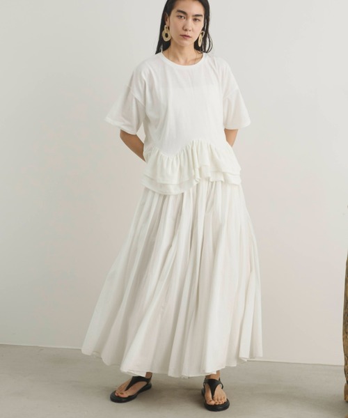 Libra Cue（リブラ キュー）の「裾フリルルーズカットソー（Tシャツ/カットソー・レディース・ブラック/オフホワイト/チャコールグレー・FREE）」の6枚目の写真