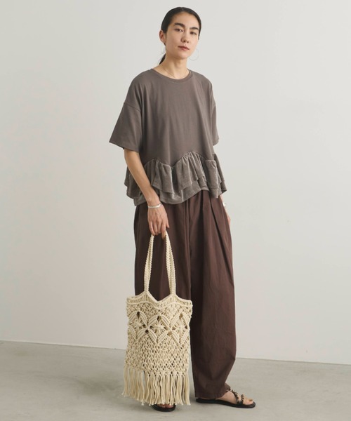 Libra Cue（リブラ キュー）の「裾フリルルーズカットソー（Tシャツ/カットソー・レディース・ブラック/オフホワイト/チャコールグレー・FREE）」の8枚目の写真